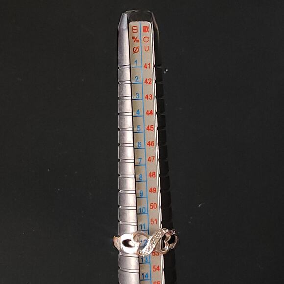 Two Hearts Rhinestone Statement ring, Sterling Silver Ring, Size 6 - Picture 10 of 10